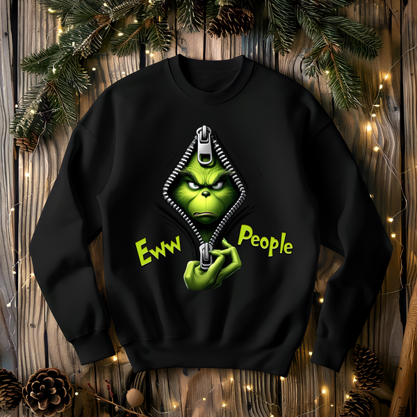 Grinch Zipper "Ewww People" Sweatshirt (Vertical)